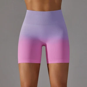 Women's gradient tight fitting high waisted sports shorts, running yoga pants - Picture 1 of 26