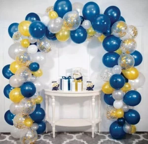 Large Navy Blue and Gold Balloon Arch Kit 110 12-inch Assorted Latex Balloons - Picture 1 of 2