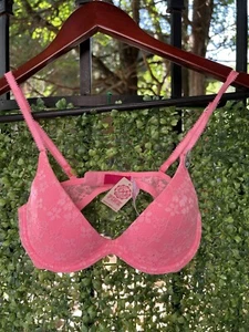 Neu mit Etikett Victoria's Secret PINK Vintage Y2K wandelbarer BH 34A Spitze LOVE PINK - Bild 1 von 3