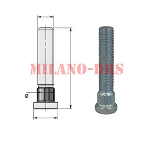10 COLONNETTE PIANTAGGIO M12x1,50 L=67mm DIAMETRO ZIGRINO 14,80mm - Imagen 1 de 1