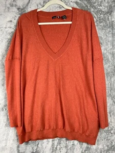 Moda International Sweater Womens Large Rust V Neck Cashmere Blend L/S Pullover - Picture 1 of 10