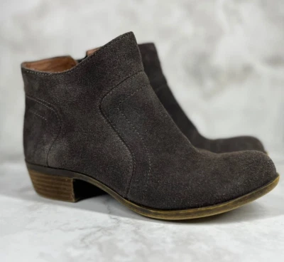Botines Lucky Brand Brolley Gamuza Cremallera Lateral Para Mujer 6M Gris Vaquera Western Foto 1 de 4