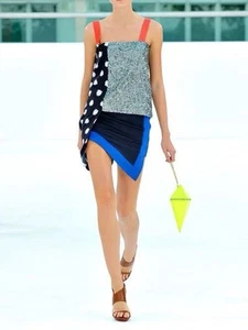 SASS & BIDE Swim Team Blue Neoprene Asymmetrical Zip Wrap Mini Skirt RP$350 Sz 6 - Picture 1 of 8