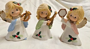 Vintage Homco #5612 Weihnachtsengel Musikinstrumente 3er Set Figuren LESEN - Bild 1 von 10