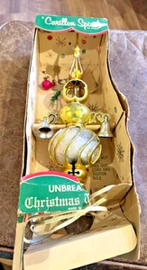 Vintage 13" Bradford Glockenspiel Turm Engelshaar Weihnachtsbaumspitze in Box - Bild 1 von 14