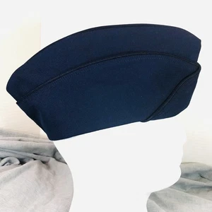Vtg USAF Blue Dress Uniform Polyester Wool Hat 7 1/8 Garrison Cap Hat Flight - Picture 1 of 9