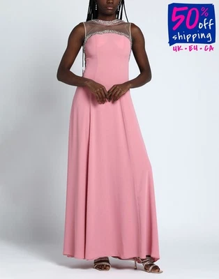 RRP€840 GAI MATTIOLO Maxi Dress IT40 US4 UK8 S Pink Rhinestones Lined - Image 1 of 4
