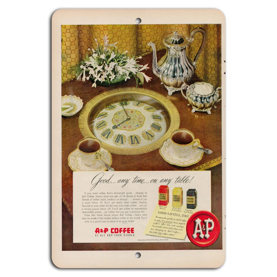 Placa de café vintage A&P – sabor atemporal para todos os momentos - Imagem 1 de 1