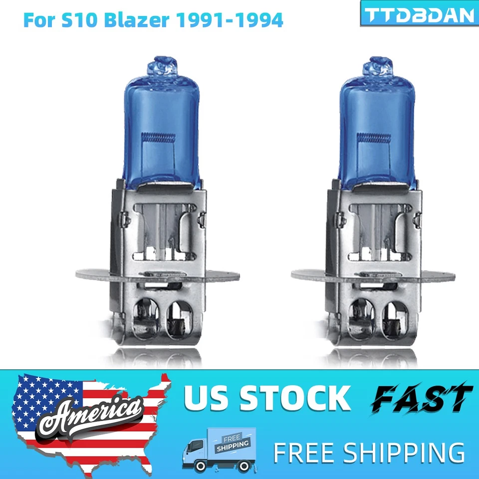For Chevrolet S10 Blazer 1991-94 H3 Halogen Headlight Bulbs Kit Fog Beam Bright - Image 1 of 4
