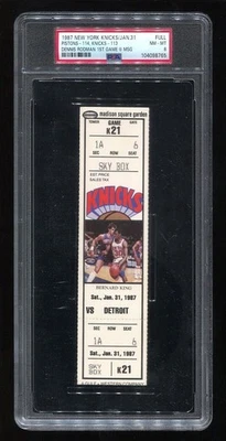 Dennis Rodman 1er Juego @ MSG - PSA 8 Boleto 1987 Detroit Pistons Baloncesto Foto 1 de 2