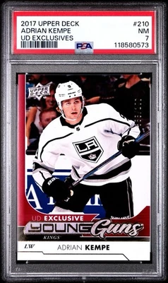 2017 Upper Deck Young Guns Exclusives /100 Adrian Kempe #210 Rookie PSA 7 NM - Image 1 of 3