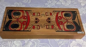 Custom Smoked Alaska Salmon Indigenous Advertising Wood Box Alaska Smokehouse - Picture 1 of 11