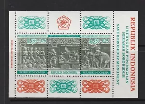 INDONESIA - 1968 SAVE BOROBUDUR MONUMENT Minishoja, hoja de recuerdo MNH - Imagen 1 de 1