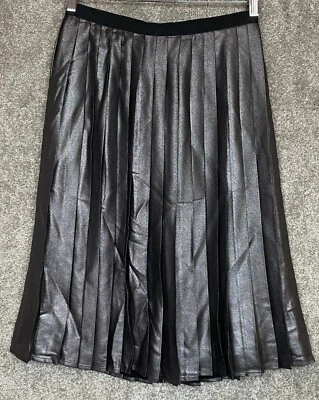 $99 New Lands' End Mujer Plisado Lámina Midi Falda Negra XS 0P Foto 1 de 4