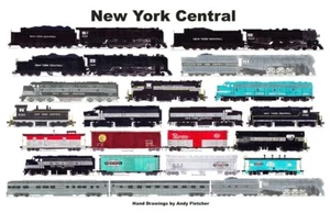 Mantel laminado de ferrocarril New York Central 11""x17"" Andy Fletcher - Imagen 1 de 1