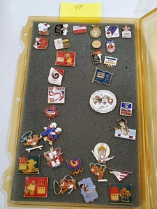 RARE Lot of 32 Hockey Pins Olympics Calgary 1988 Canada Kodak More Ads + More - Picture 1 of 3