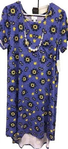 Neu mit Etikett LuLaRoe Large periwinkle schwarz gold Medaillons weicher Strick Carly Swing Kleid - Bild 1 von 9