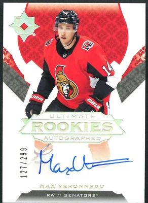 2019-20 Upper Deck Ultimate Collection Rookies Autographed /299 Senators #128 - Image 1 of 2