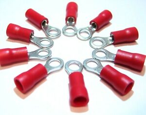 10x Cable Lugs 6,3mm Red Flat connector sleeves 22-16 for 0,5-1,5mm Terminators