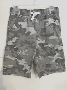 Lucky Brand Boys Shorts L Camouflage Cargo Chino Khaki Pockets Drawstrings Youth - Picture 1 of 5
