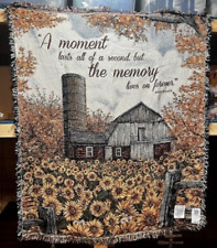 Simply Home Sunflower Barn Memory Lives Afghan Throw Blanket 50" x 60" Brand NEW