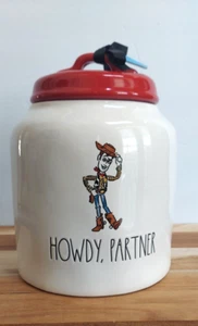 NWT Rae Dunn HOWDY, PARTNER Chubby Canister With Red Lid. Woody From Toy Story - Picture 1 of 8