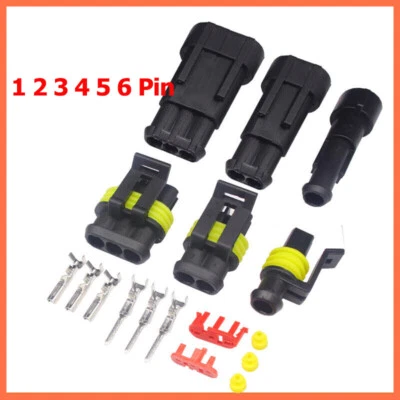 1 - 6 Pin Way Car Waterproof Male Female Electrical Wire Connector Plug Kit - Image 1 of 3