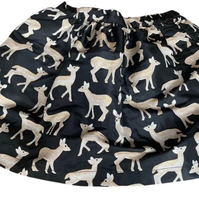 Gymboree Holiday Black and Gold Deer Print Dressy Skirt Jacquard Youth XL/14 - Image 1 of 4
