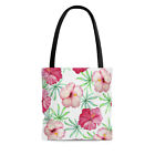 White & Pink Tropical Hibiscus Flower Tote Bag - 3 Sizes - New - Free Shipping