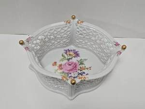 Vintage Wallendorf Openwork Porcelain Basket 1960s w original W German sticker - Picture 1 of 7