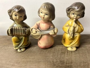 Set of Three Vintage FINE A QUALITY Angels Accordion Flute Mandolin Japan Music - Picture 1 of 4