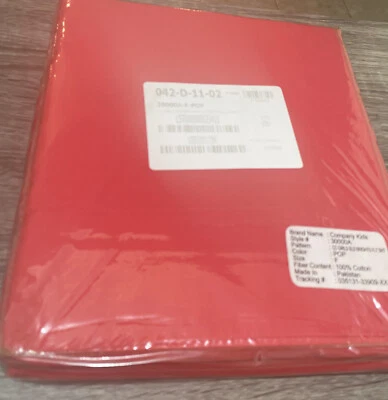 Company Kids FULL solid bright flat sheet POPPY Red 100% Cotton 81” X 96” - Image 1 of 4