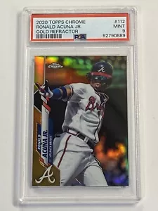 2020 Topps Chrome Ronald Acuna Jr. #112 #/50 rifrattore oro PSA 9 Braves - Foto 1 di 2
