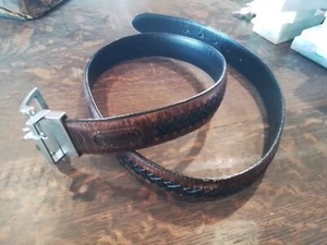Columbia Dark 2 Tone Brown Leather Braided Belt Men Size 36 - Picture 1 of 4