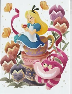 Postal Disney WonderGround Gallery hora del té gato Alicia Cheshire - Imagen 1 de 2