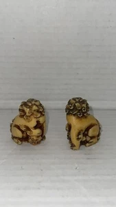 Vintage Foo Dog/Lion statues netsuke baku Sculpture Oriental - Imagen 1 de 8