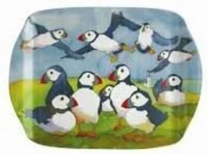 Playful Puffins - Emma Ball Colourful Tea Time Medium Melamine Tray - 35 cm - Picture 1 of 1