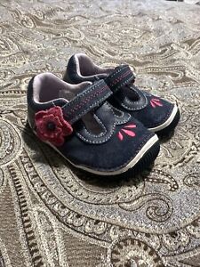 STRIDE RITE NAVY GIRL'S BLUE FLORAL MARY JANE SHOES SIZE 5W