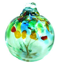 New~KITRAS~Tree of Enchantment~HAND BLOWN~Glass~BALL~Christmas Ornament~3"x3.25"