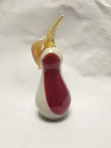 Vintage MCM Murano Venetian Glass Pear Paperweight Red And Cream 6.75" - Picture 1 of 10