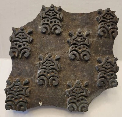  Hand Carved Wood Printing Block Wall Paper Fabric Ornate Stamp Antique Vintage  - Image 1 of 4