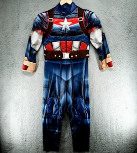 Disney Store Marvel Captain America Costume Kids Size 7/8 Padded Shoulders - Picture 1 of 22