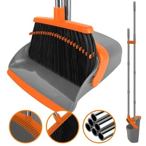 Orange Broom Dustpan Combo Set 55 In Handle Heavy Duty for Lobby Classroom - Picture 1 of 9