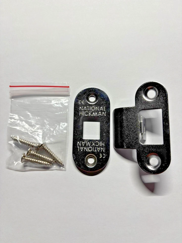 National Hickman Door Standard Chrome Latch Face Plates & Screws - Image 1 of 1