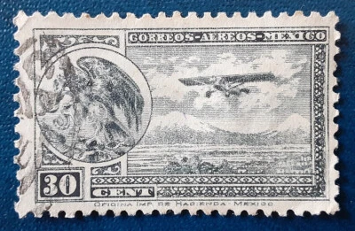 MEXICO 1929 30c Airmail Eagle Airplane Used Mi 609 Scott C14 VF 7513 - Image 1 of 2