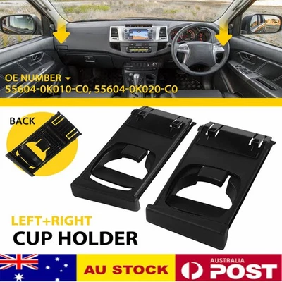 x2 For Toyota Hilux Vigo SR Pickup Fortuner 2004-15 Black Front Drink Cup Holder - image 1 of 4