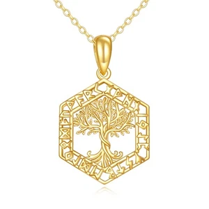 14K Gold Tree of Life Necklace for Women Viking Family Tree Pendant Necklace ... - Picture 1 of 6