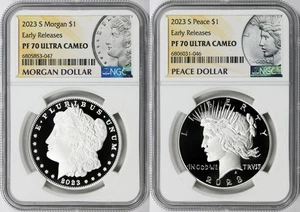 2023-S $1 Morgan & Peace Dollar NGC PF70 Ultra Cameo Early Releases - Picture 1 of 4