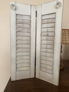 Wooden Shutters Cabinets 19” High X 12” White Cottage Core Tabletop Jewelry - Picture 1 of 6