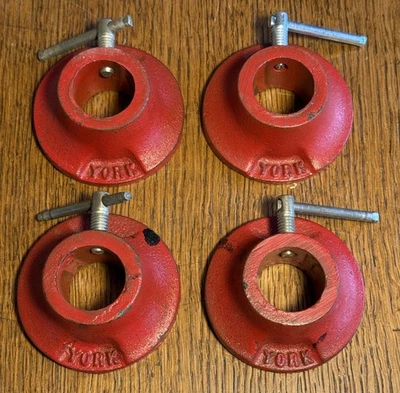 "Juego de collar de barra York de hierro fundido vintage (4) pesas de peso de barra estándar de 1""" Foto 1 de 4